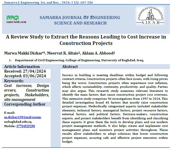 A Review Study to Extract the Reasons Leading to Cost Increase in Construction Projects