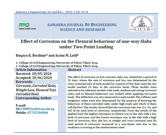 Effect of Corrosion on the Flexural behaviour of one-way Slabs under Two-Point Loading